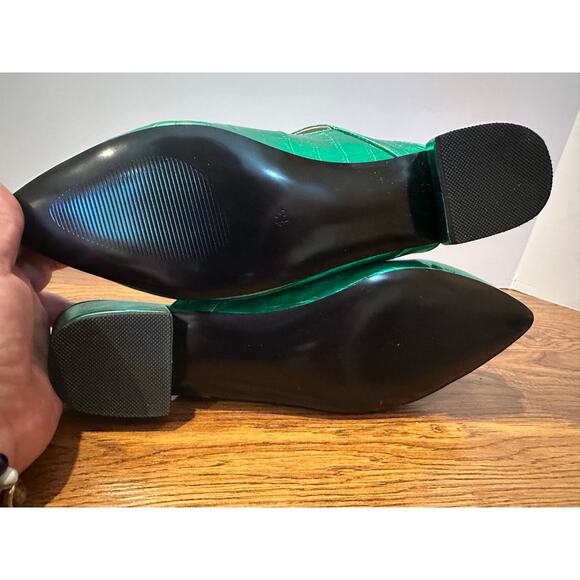 FOWT Crock-Textured Pointed Toe Mules – Emerald Green | Women’s Size 13 NWT - Picture 7 of 10